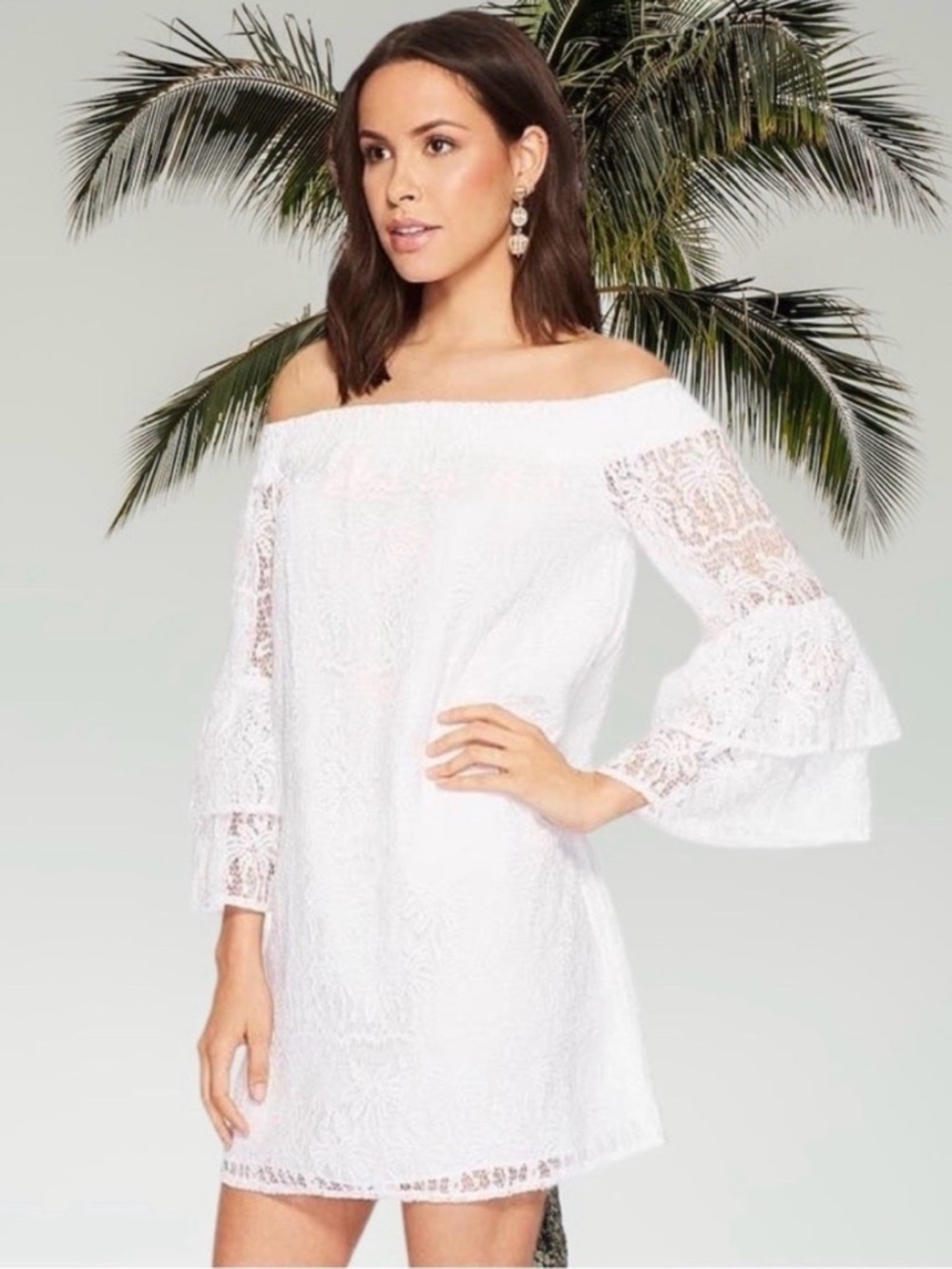 Lilly Pulitzer Tobyn Tunic Dress in Resort White Palm Tree Lace. Size M.
